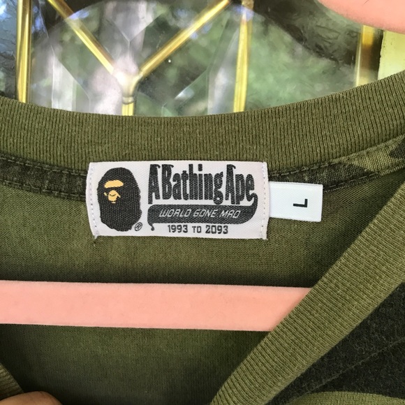 Bape A Bathing Ape Tee Camo Zipper Print Men’s Large L - Picture 4 of 7